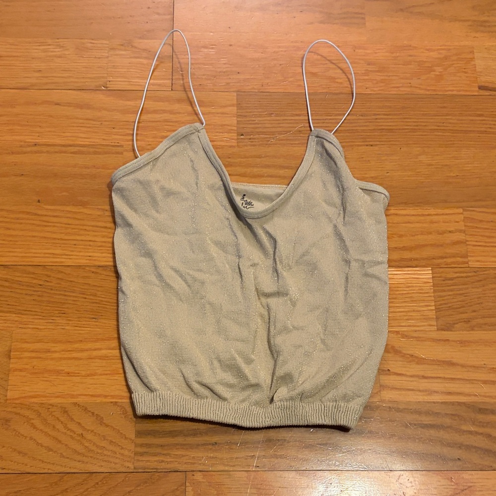 Free People ‘Intimately’ Beige Shimmer Knit Tank